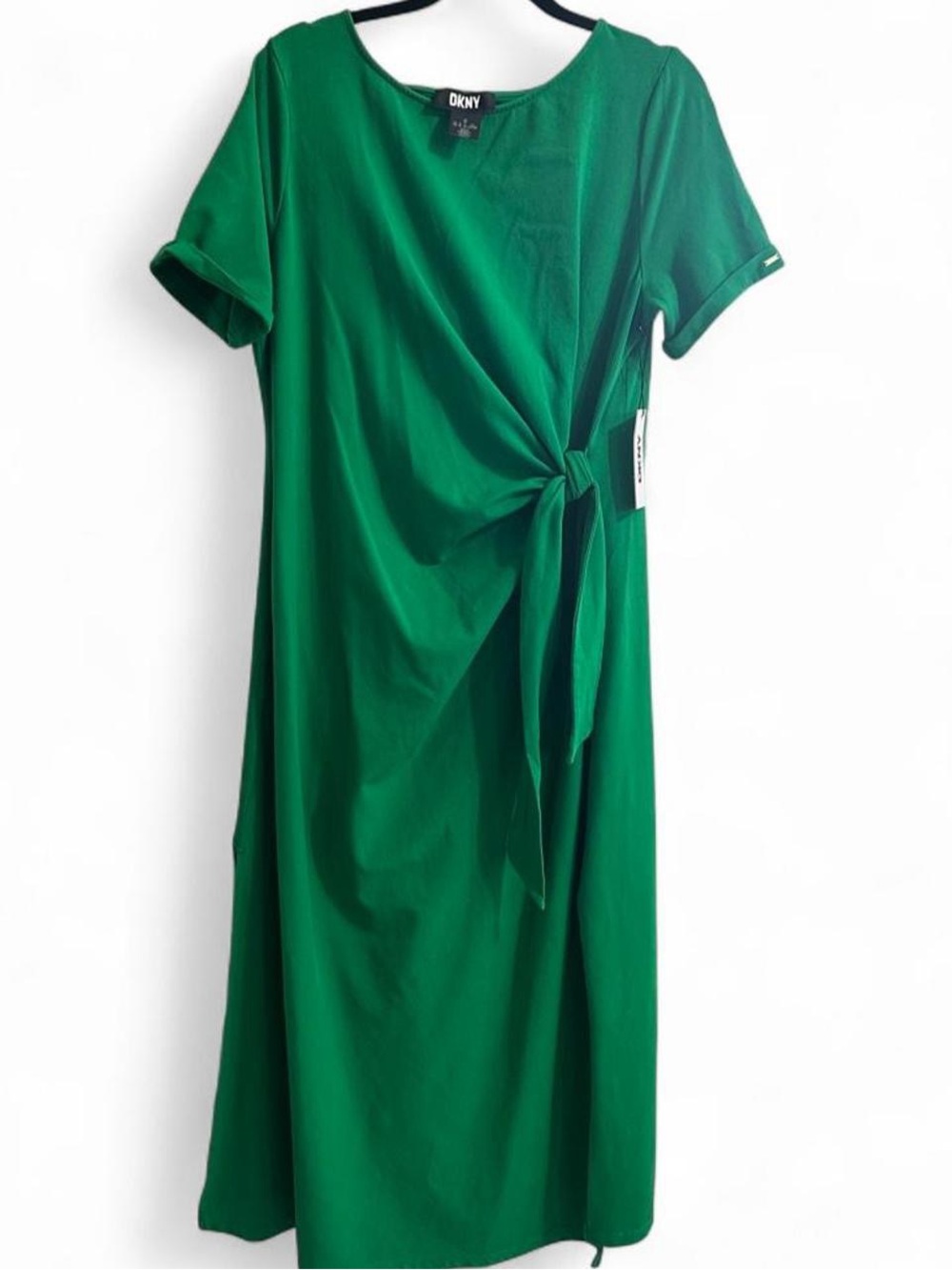 DKNY Green Midi Dress with Side Knot